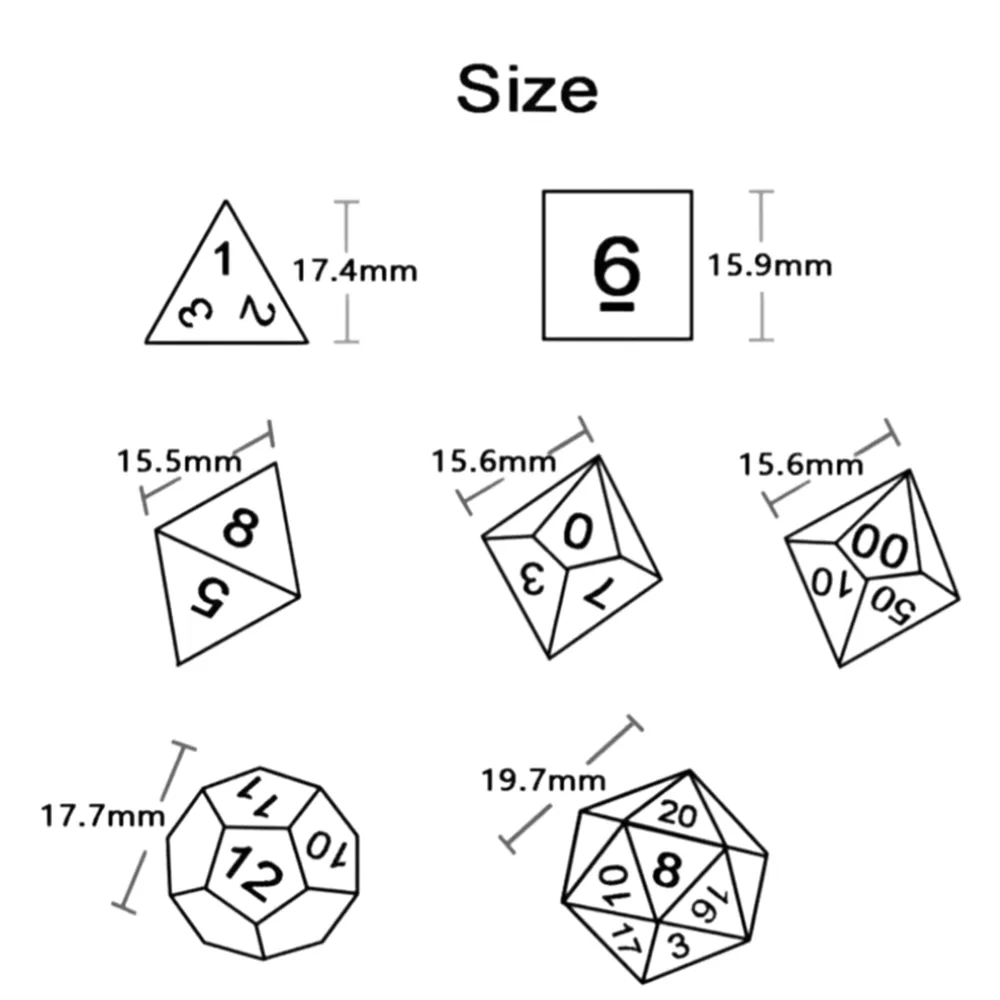 Glitter Runic 7 Piece Dice Set - Mini Megastore