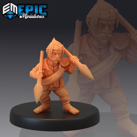 Gnome - Swashbuckler With Spears Miniature - Mini Megastore