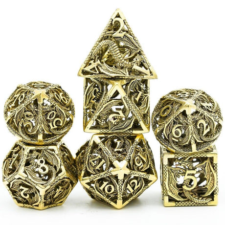 Hollow Metal Dice, Flying Dragon D&D Dice, 7 PCs DND Dice, Polyhedral Dice Set, for Role Playing Game MTG Pathfinder - Mini Megastore