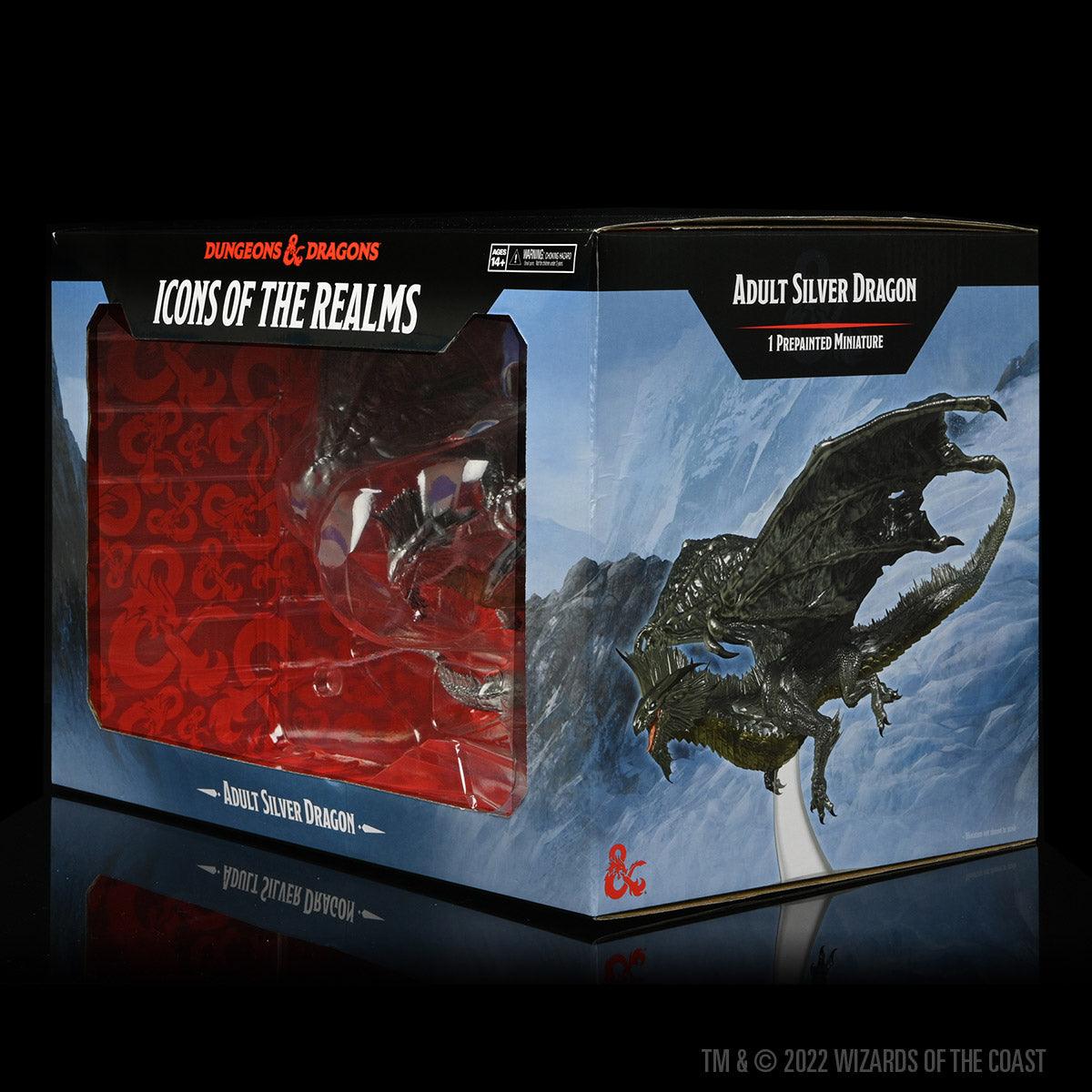 Icons of the Realms: Adult Silver Dragon - Mini Megastore