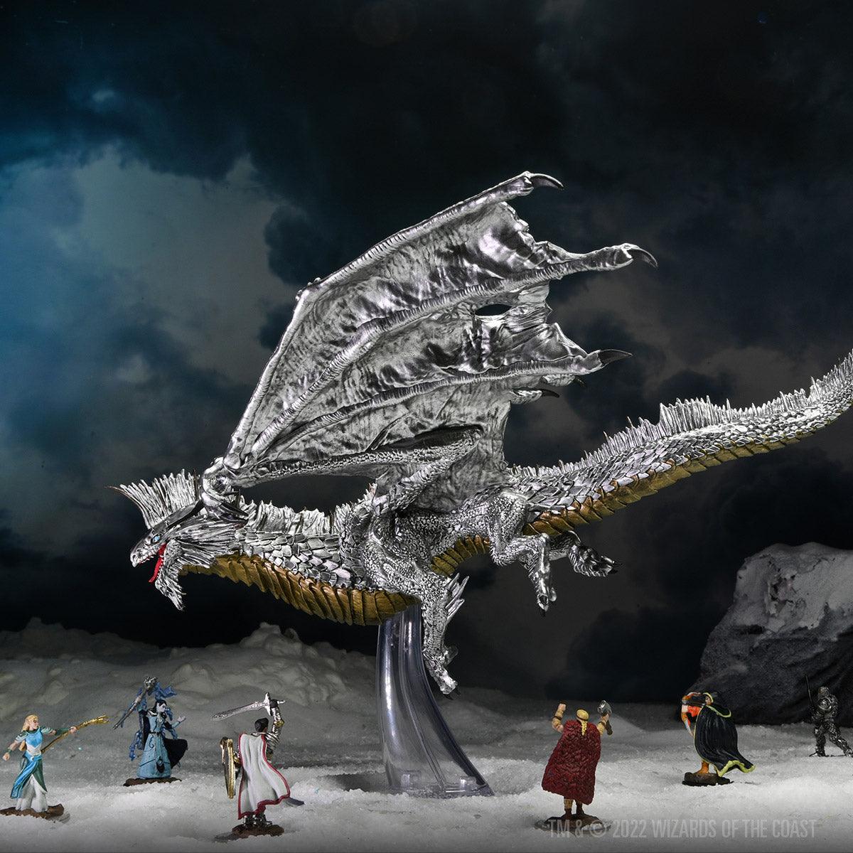 Icons of the Realms: Adult Silver Dragon - Mini Megastore