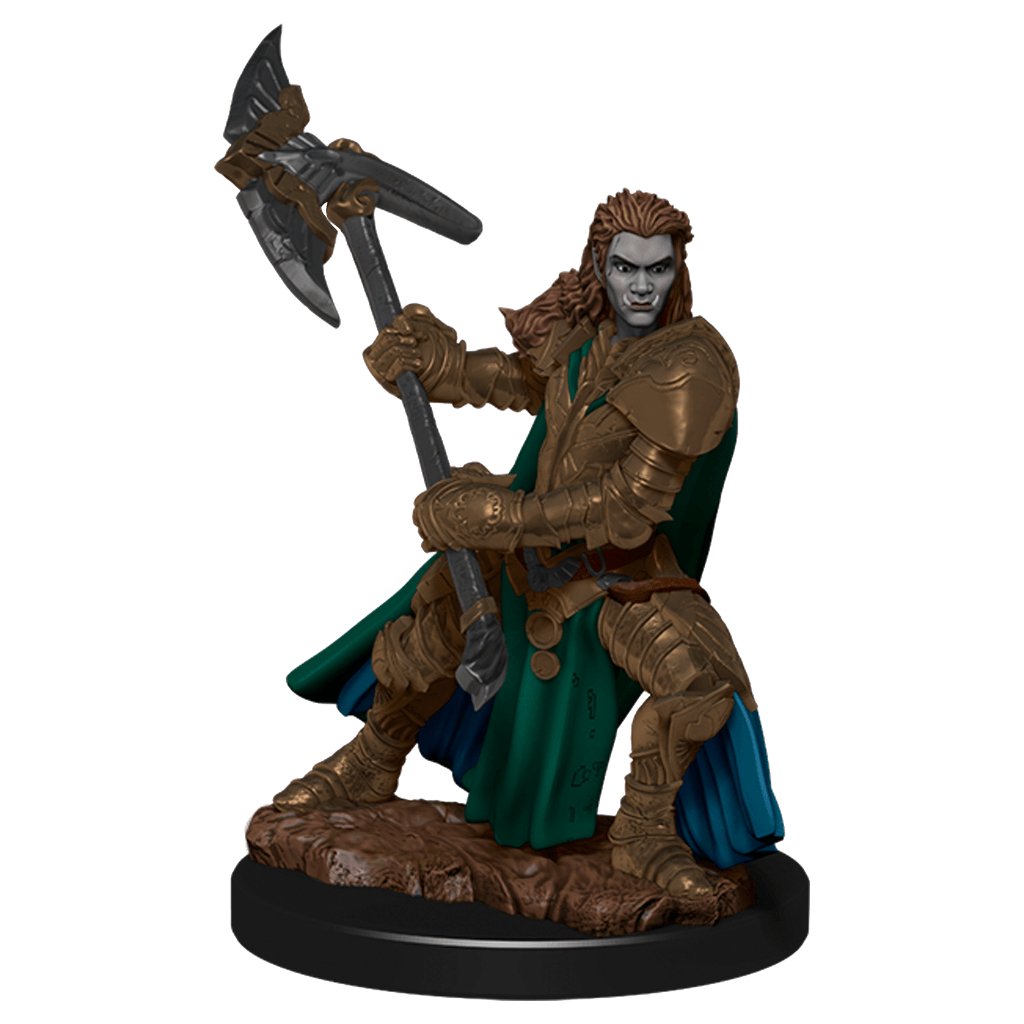 Icons of the Realms: prePainted Miniature- Half-Orc Fighter Female Miniature - Mini Megastore