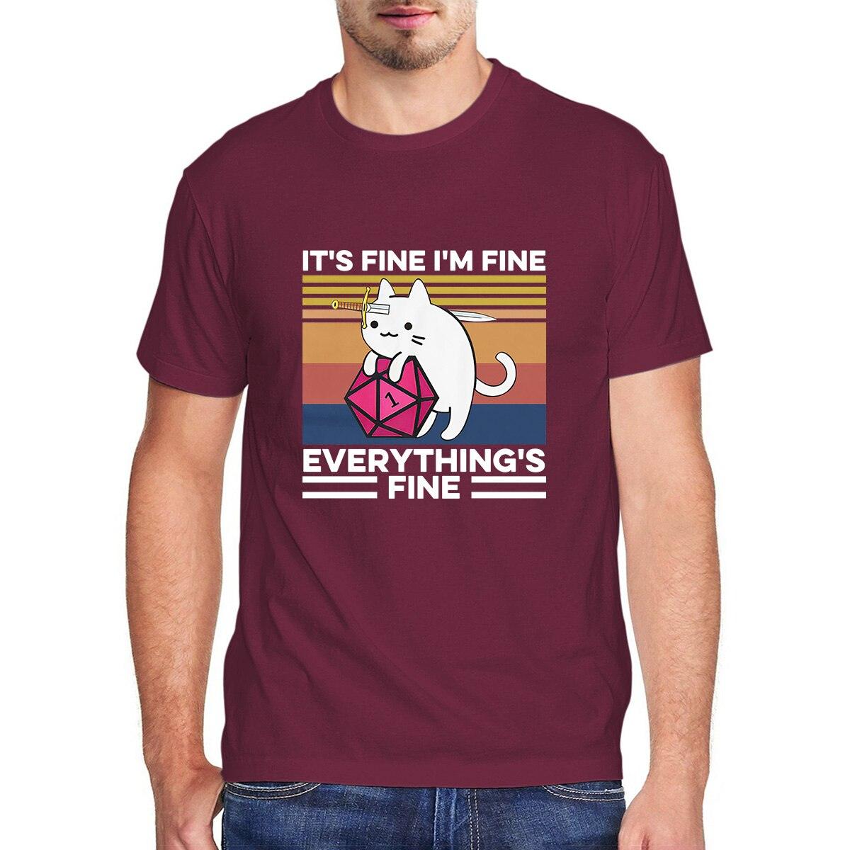 I'm Fine, Everythings fine DnD Cat T-shirt - Mini Megastore