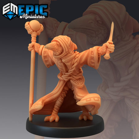 Kenku - Mage With Dagger and Staff Attacking Miniature - Mini Megastore