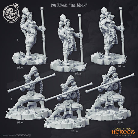 Kiroda The Monk - Female Elf Monk Miniature at multiple levels - Mini Megastore