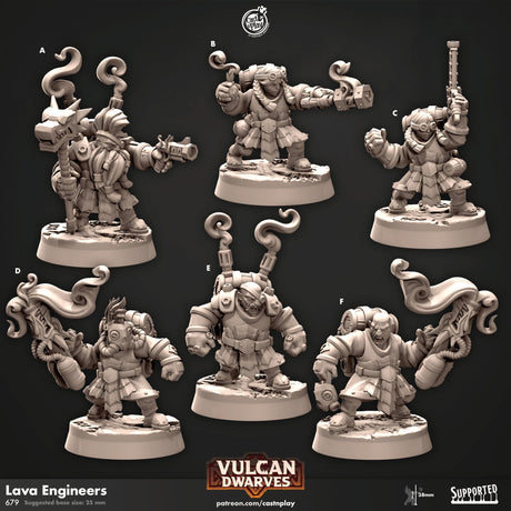 Lava Engineers - Dwarf Artificer Miniatures - Mini Megastore