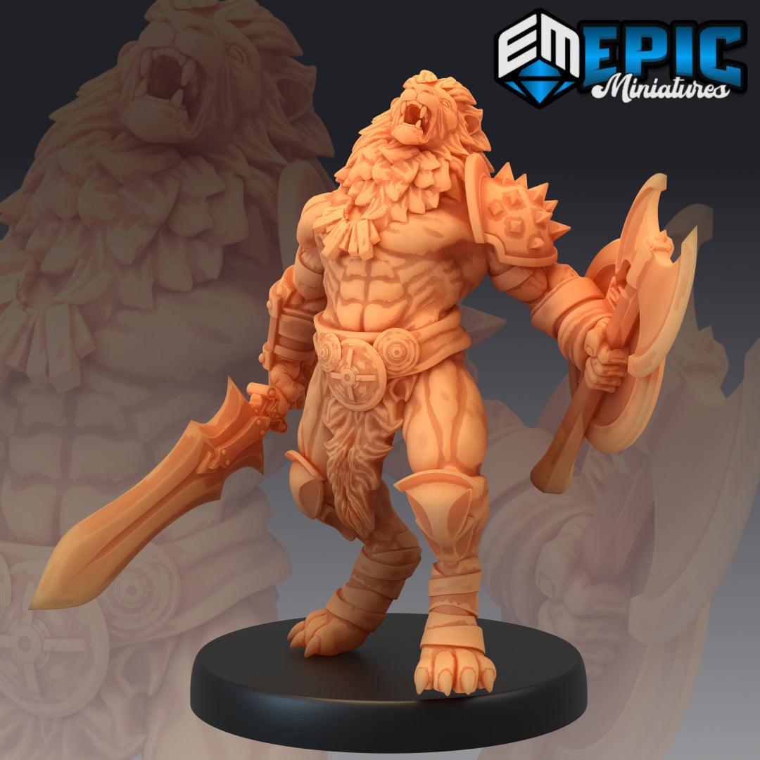 Leonin / Lion Folk Barbarian Miniature - Mini Megastore