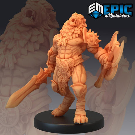 Leonin / Lion Folk Barbarian Miniature - Mini Megastore