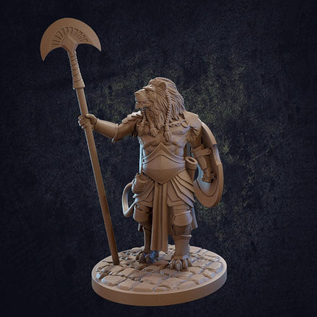 Leonin / Lionfolk Fighter with Glave Miniature - Mini Megastore