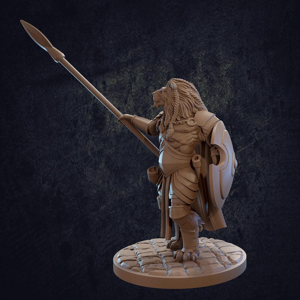 Leonin / Lionfolk Fighter with Spear Miniature - Mini Megastore