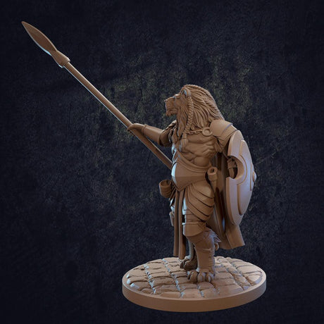 Leonin / Lionfolk Fighter with Spear Miniature - Mini Megastore