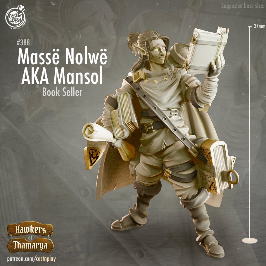 Mansol the Book Seller - Elf researcher / academic Miniature - Mini Megastore