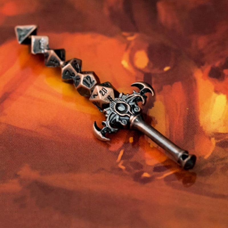 Metal Dice Sword Keychain D4 D6 D8 D10 D12 D20 Creative Design Durable Metal Alloy for DND Role Playing Games Pop Toy Gift - Mini Megastore