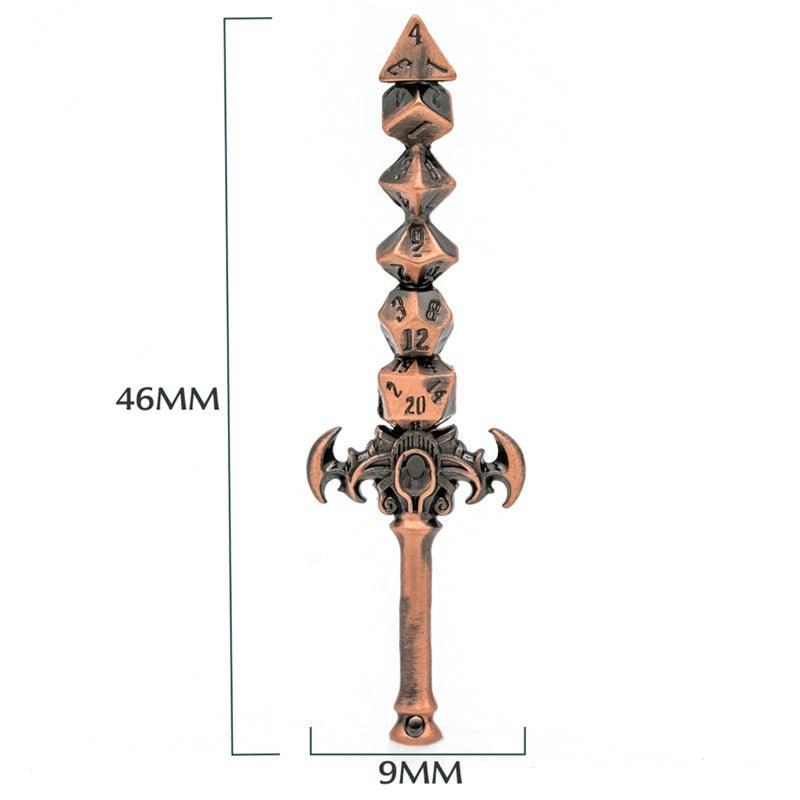 Metal Dice Sword Keychain D4 D6 D8 D10 D12 D20 Creative Design Durable Metal Alloy for DND Role Playing Games Pop Toy Gift - Mini Megastore