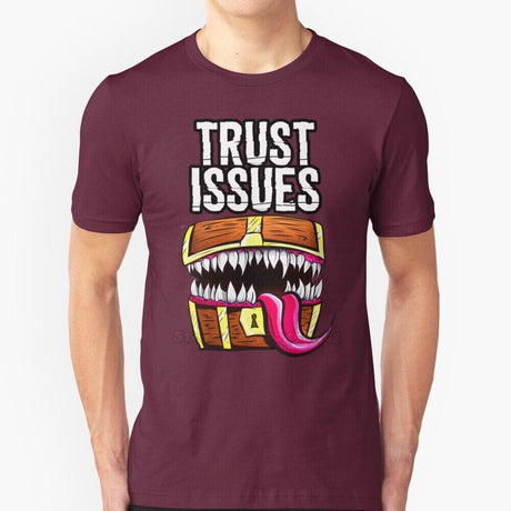 Mimic - Trust Issues Men T-Shirt Soft Comfortable Tops Tshirt Tee Shirt Clothes Pathfinder D20 Rpg Dnd Dragon Black Geek Reaper - Mini Megastore