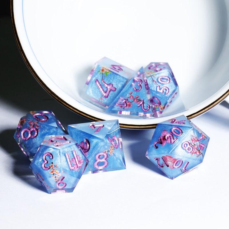 MINI PLANET New Design Layered Dice With Stickers Fuji Lakes DND Dice Set Polyhedral Resin Dice RPG MTG D&amp;D D20 Dice Sharp Edges - Mini Megastore