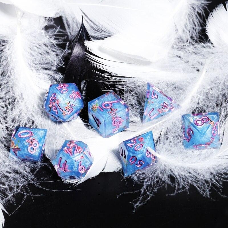 MINI PLANET New Design Layered Dice With Stickers Fuji Lakes DND Dice Set Polyhedral Resin Dice RPG MTG D&amp;D D20 Dice Sharp Edges - Mini Megastore