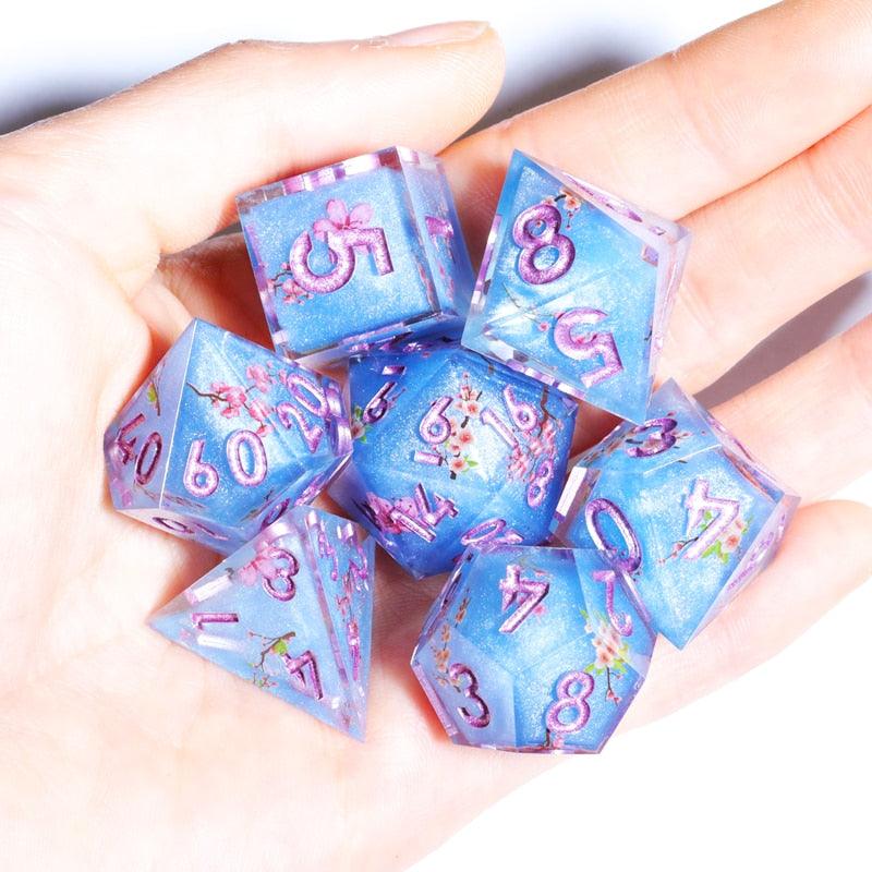 MINI PLANET New Design Layered Dice With Stickers Fuji Lakes DND Dice Set Polyhedral Resin Dice RPG MTG D&amp;D D20 Dice Sharp Edges - Mini Megastore