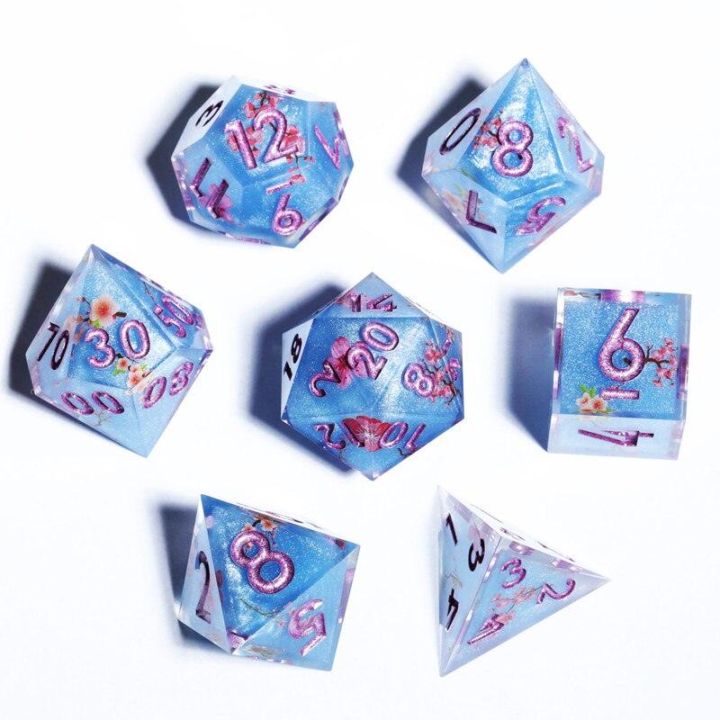 MINI PLANET New Design Layered Dice With Stickers Fuji Lakes DND Dice Set Polyhedral Resin Dice RPG MTG D&amp;D D20 Dice Sharp Edges - Mini Megastore