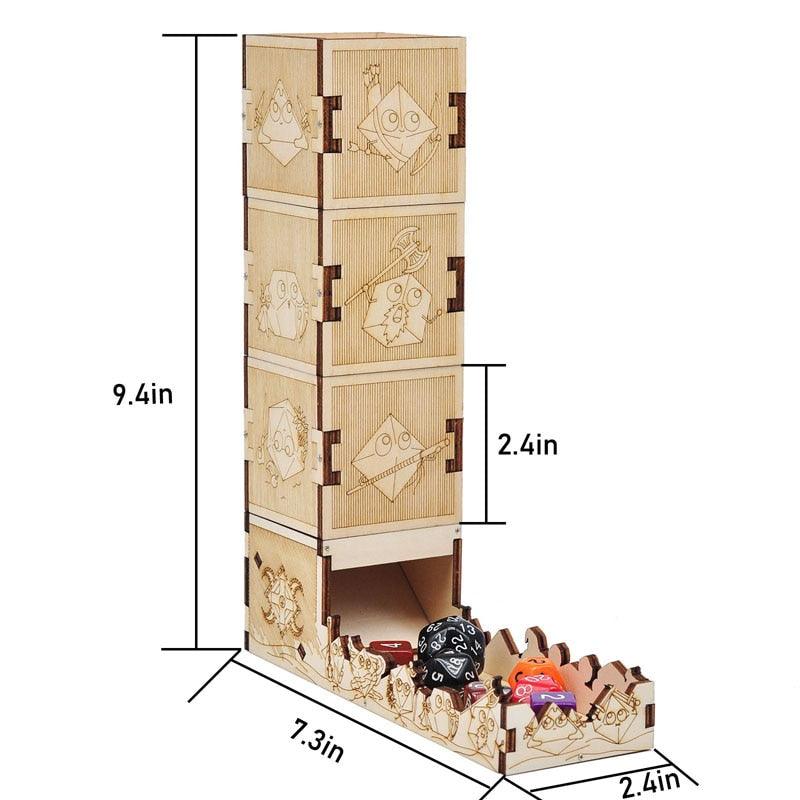 Modular Dice Tower Wood Laser Etched 12 Cute Classes Dice Roller Perfect for Board Game and Tabletop RPG - Mini Megastore