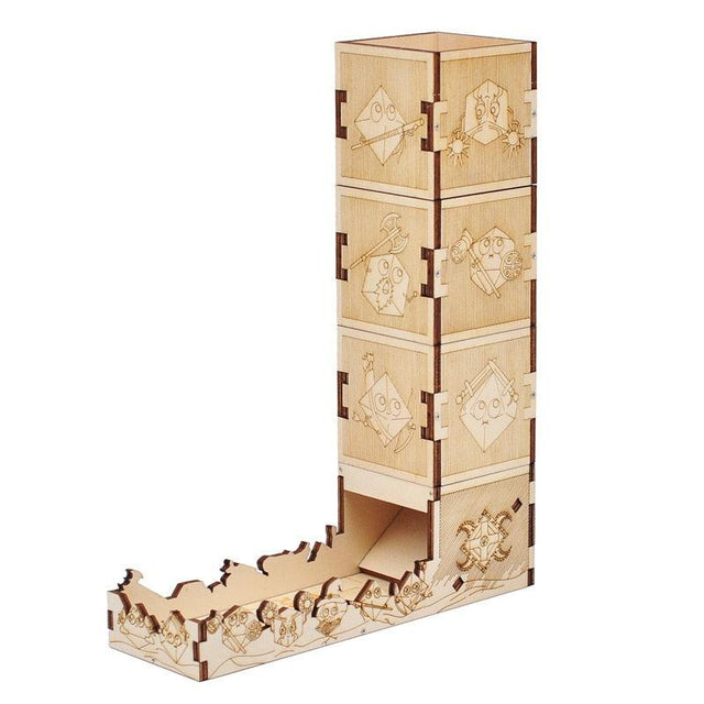 Modular Dice Tower Wood Laser Etched 12 Cute Classes Dice Roller Perfect for Board Game and Tabletop RPG - Mini Megastore