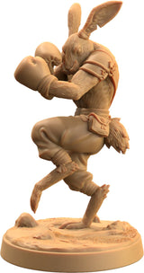 Moose Lightfoot, Hare Pugilist - Herengon / Rabbitfolk Monk / Brawler Miniature - Mini Megastore