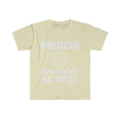 "Nerds are dicy at best" Unisex Softstyle T-Shirt - Mini Megastore