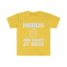 "Nerds are dicy at best" Unisex Softstyle T-Shirt - Mini Megastore