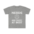 "Nerds are dicy at best" Unisex Softstyle T-Shirt - Mini Megastore