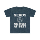 "Nerds are dicy at best" Unisex Softstyle T-Shirt - Mini Megastore