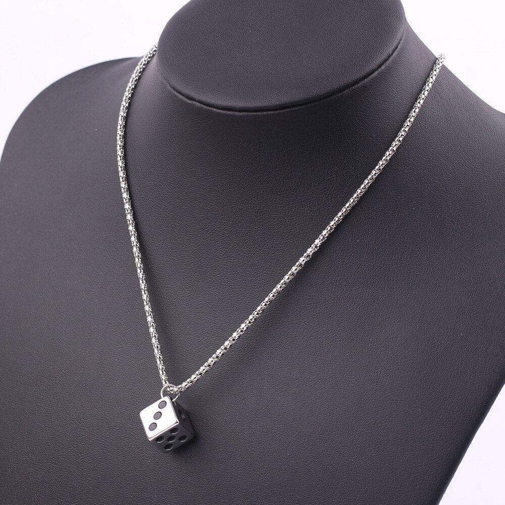 New Lucky Dice Necklace Fashion Fashion Simple Jewelry Necklace Men and Women Couples Gift Pendant Alloy Wild 2 Colors Wholesale - Mini Megastore