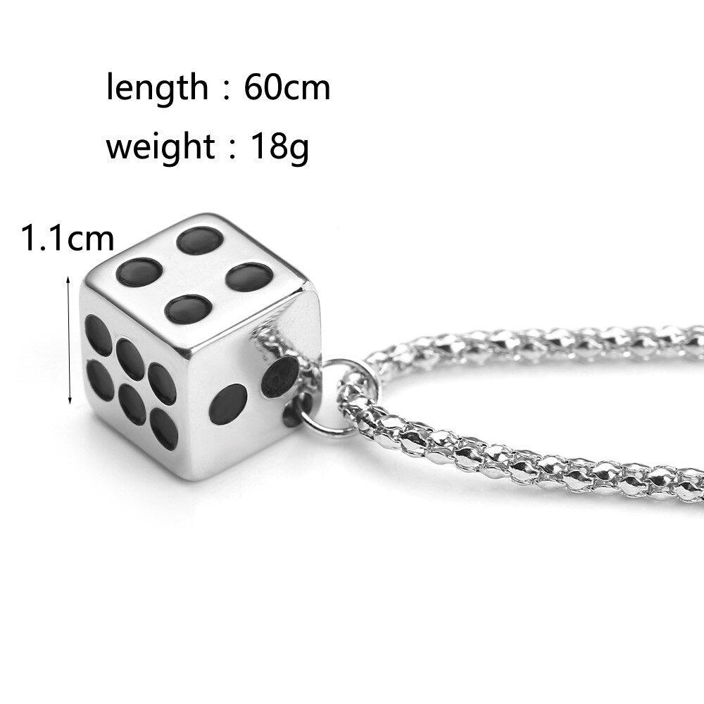 New Lucky Dice Necklace Fashion Fashion Simple Jewelry Necklace Men and Women Couples Gift Pendant Alloy Wild 2 Colors Wholesale - Mini Megastore