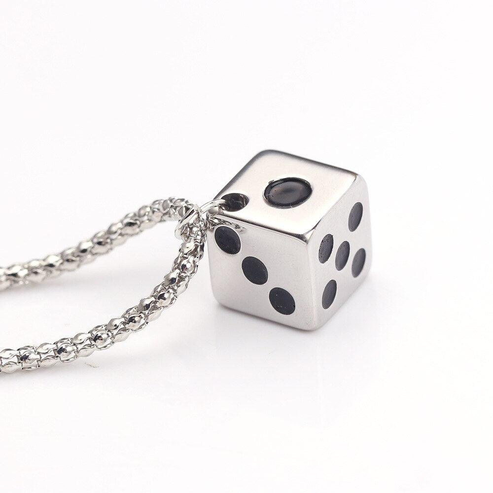 New Lucky Dice Necklace Fashion Fashion Simple Jewelry Necklace Men and Women Couples Gift Pendant Alloy Wild 2 Colors Wholesale - Mini Megastore