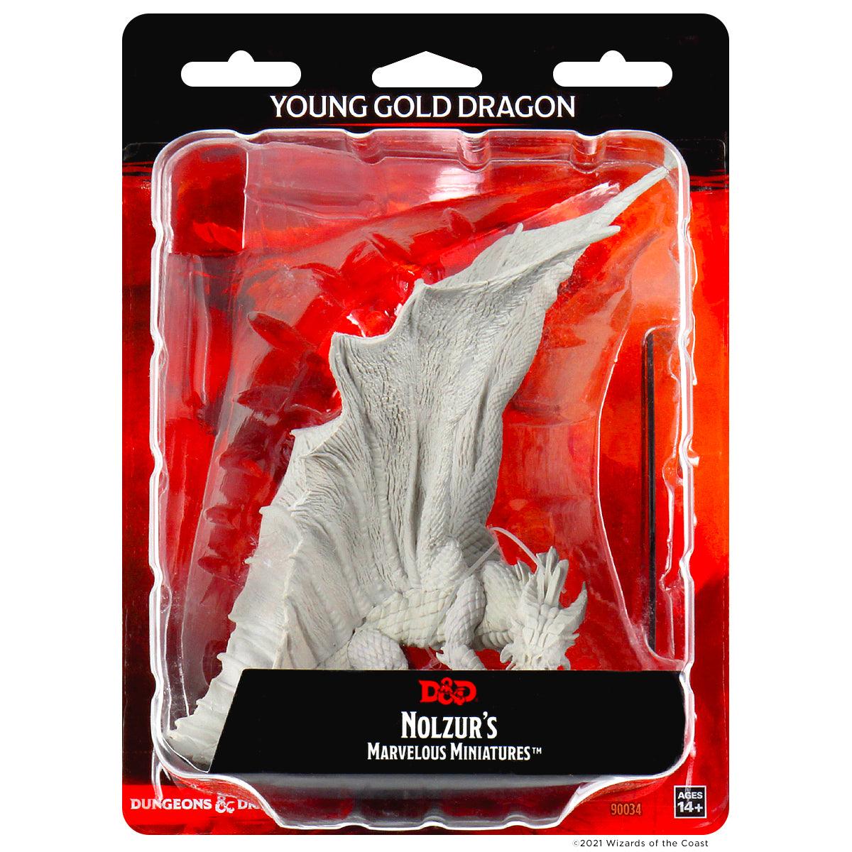 Nolzur's Marvelous Miniatures: Young Gold Dragon Miniature - Mini Megastore