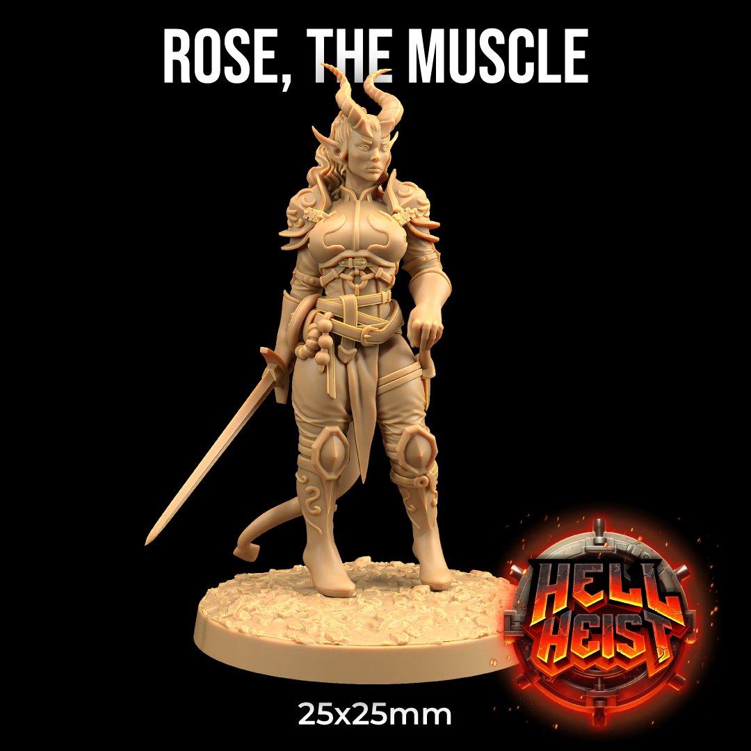 Rose The Muscle - Tiefling Barbarian Miniature - Mini Megastore