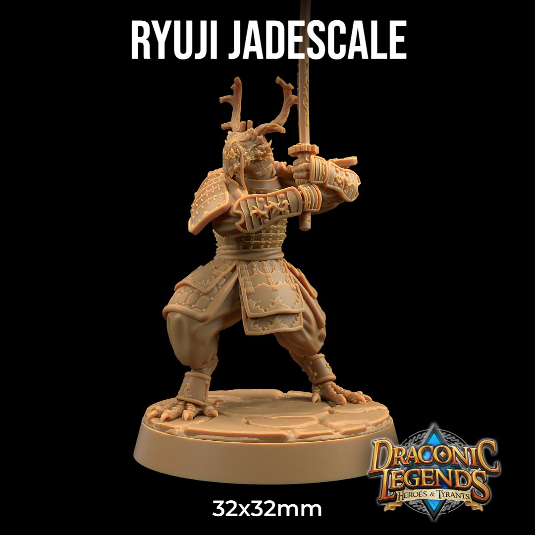 Ryuji Jadescale - Dragonborn Samurai / Fighter Miniature - Mini Megastore
