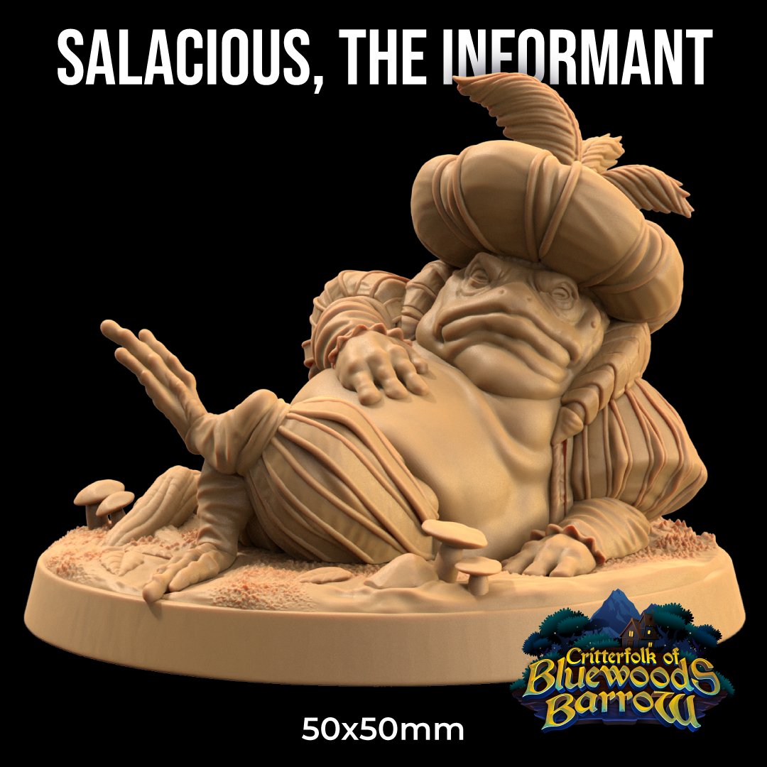 Salacious, The Informant - bullywug / frog folk Bard / noble Miniature - Mini Megastore