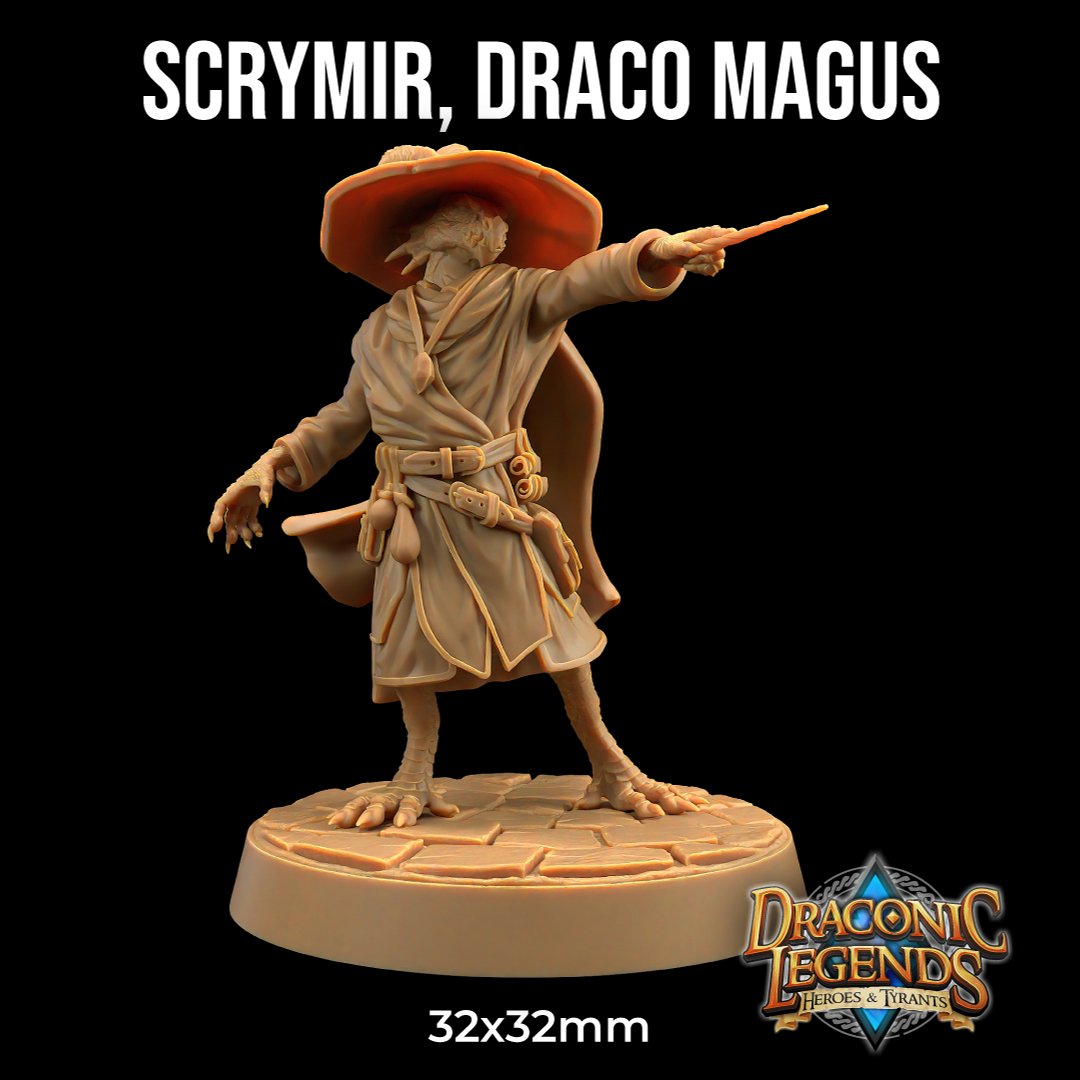 Scrymir, Draco Magus - Dragonborn Wizard Miniature - Mini Megastore