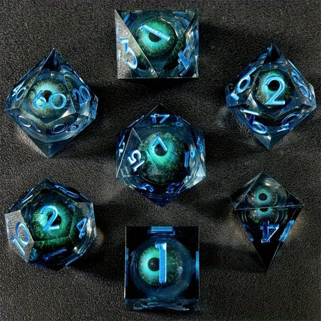 Sharp handmade resin liquid core eye dice set - Mini Megastore