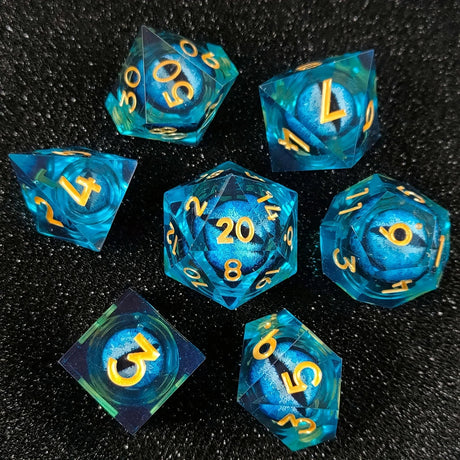 Sharp handmade resin liquid core eye dice set - Mini Megastore