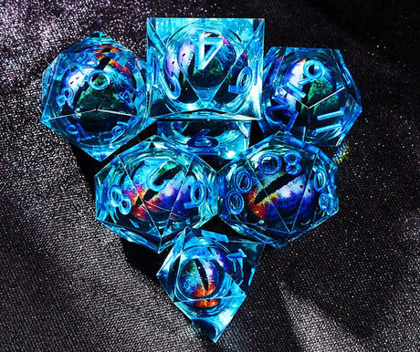 Sharp handmade resin liquid core eye dice set - Mini Megastore