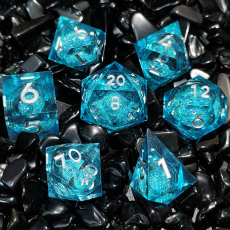 Sharp handmade resin liquid core eye dice set - Mini Megastore