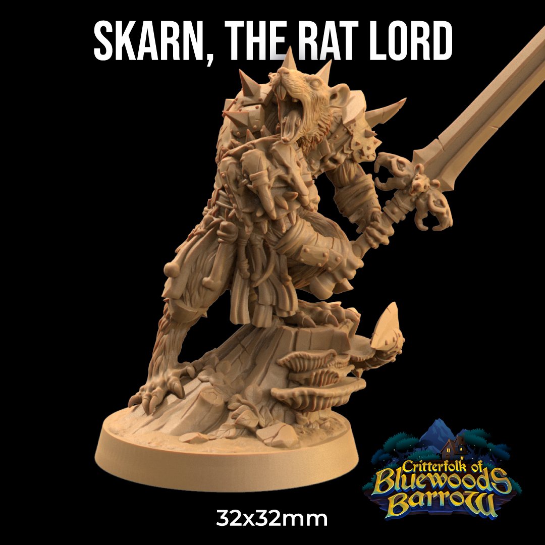 Skarn, The Rat Lord - Rat Folk Fighter Miniature - Mini Megastore