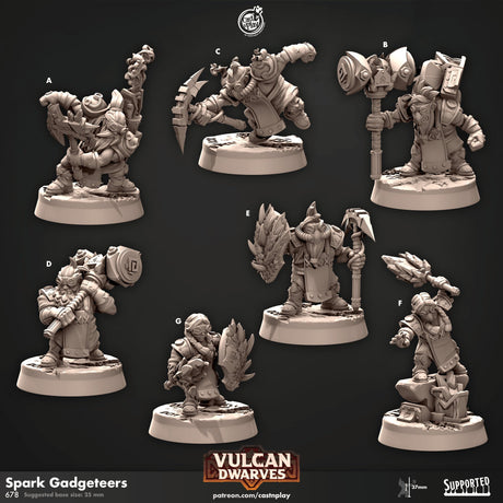 Spark Gadgeteers - Dwarf Artificers / fighters miniatures - Mini Megastore