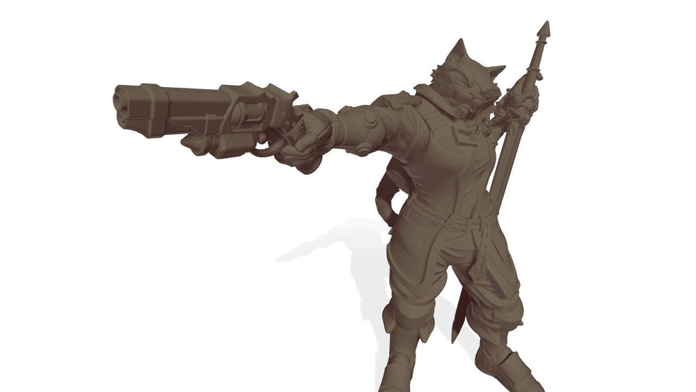 Tabaxi Swordman with Gun Miniature - Mini Megastore