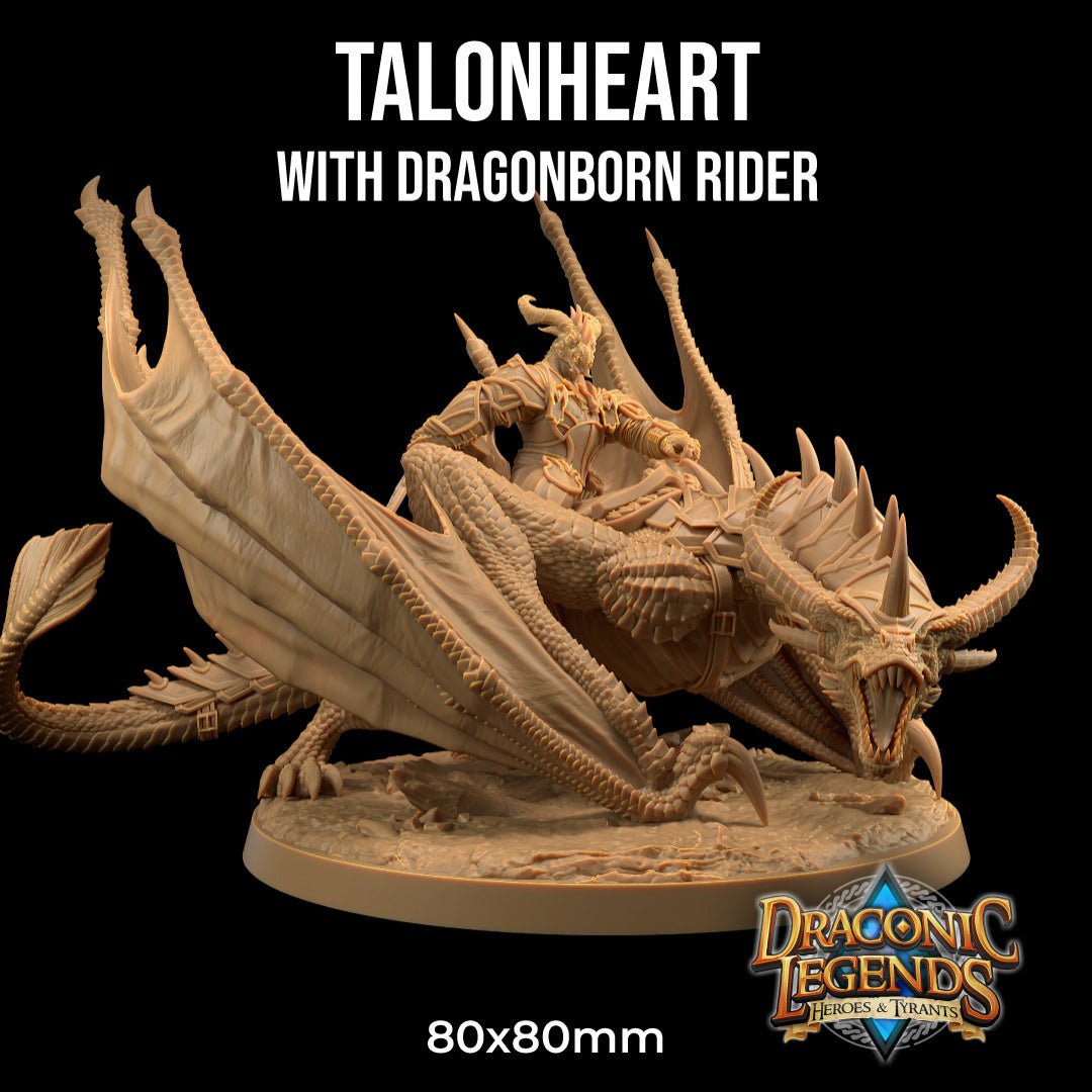 Talonheart the Dragon / Wyvern & Dragonborn Rider Miniature - Mini Megastore
