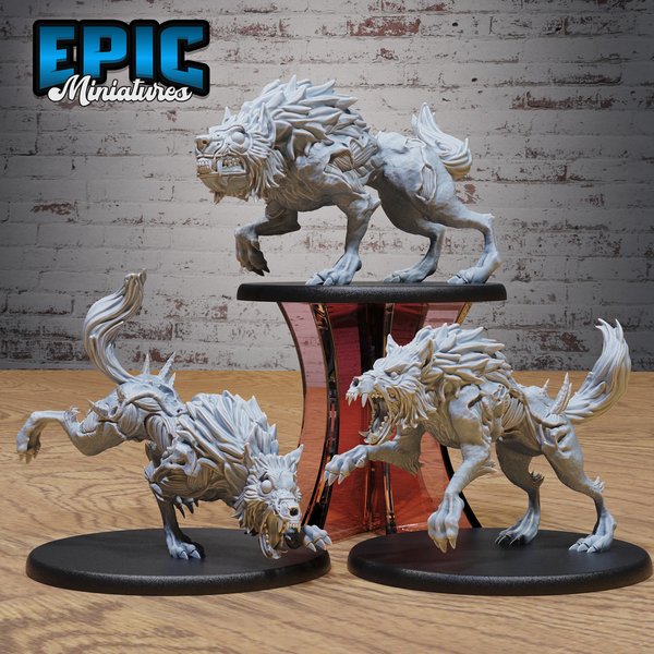 Undead Dire Wolf Miniature - Mini Megastore