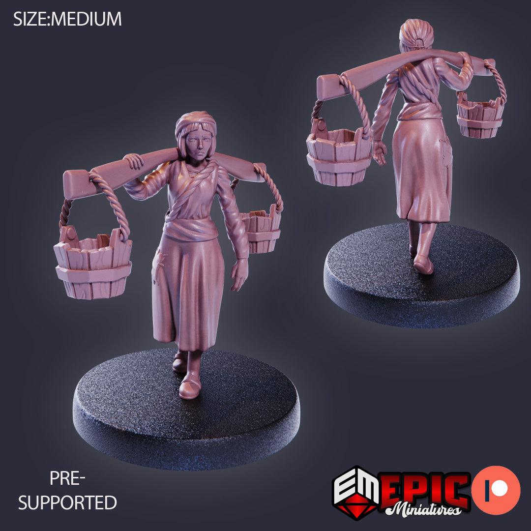 Villagers - Human Female Water Fetcher Miniature - Mini Megastore