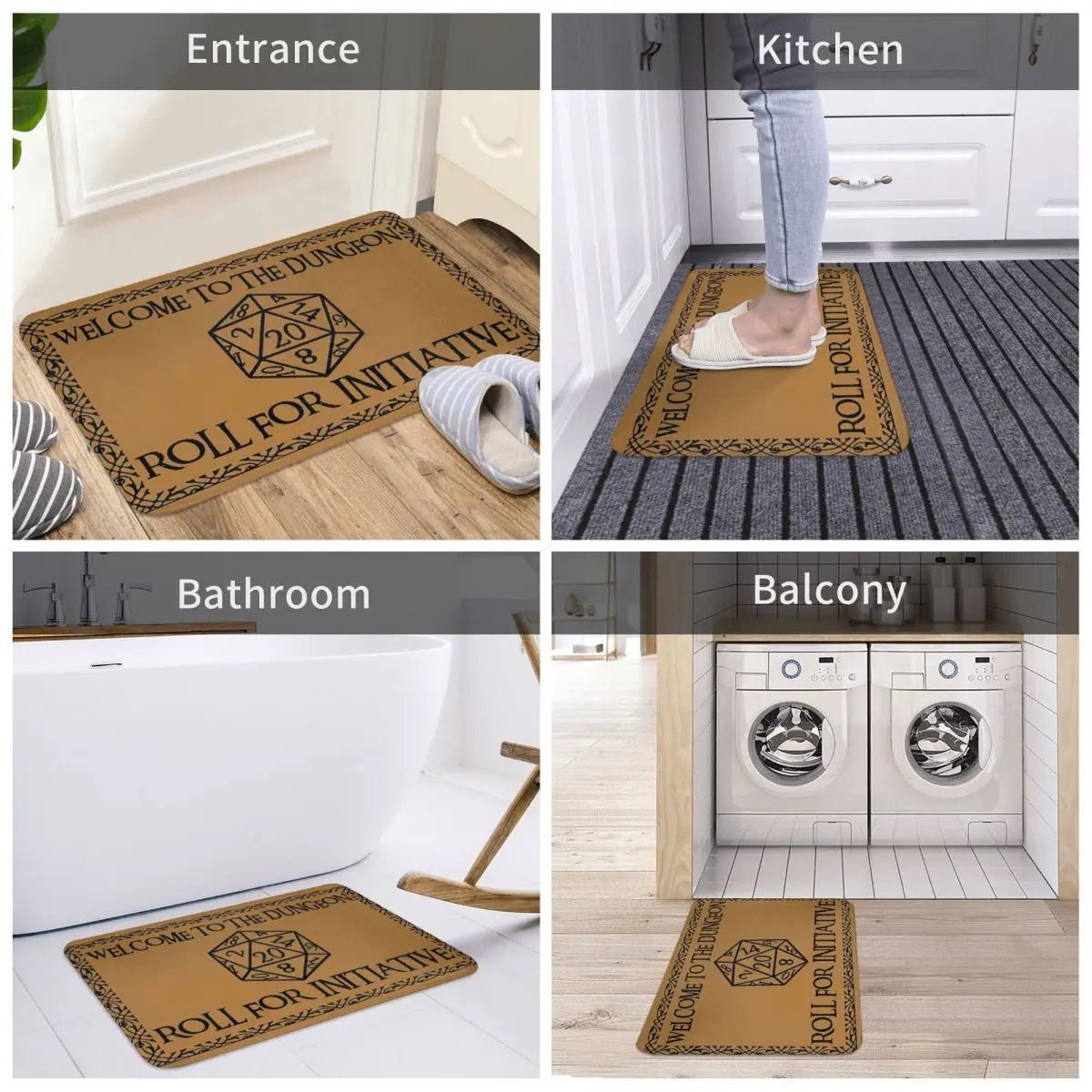 Welcome To The Dungeons Roll For Initiative Bath Mat / Bedroom Mat, Doormat - Mini Megastore