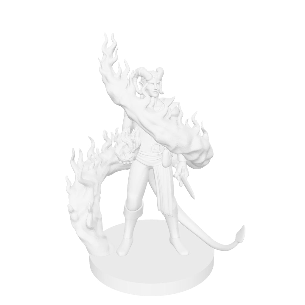 Tiefling Spellcaster with fire Miniature